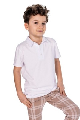 Koszula koszulka polo biała bawełniana krótki rękaw All for Kids 116/122