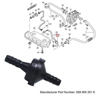 ENP4482 058905291K АВТОМОБИЛЬНЫЙ КЛАПАН ОБРАТНЫЙ ВАКУУМНЫЙ НАСОС POWIETR~40346