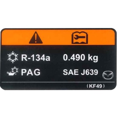 Наклейка информационная кондиционера r-134a оригинал mazda 3 6 cx-5 cx-30 фото №1