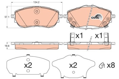 КОЛОДКИ ТОРМОЗНЫЕ - КОМПЛЕКТ COTEC GDB3598