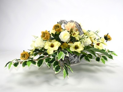 STROIK CMENTARZ wiązanka pogrzebowa sztuczne kwiaty WIENIEC jasny na grób