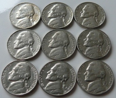 USA - 77 szt. zestaw - Jefferson Nickel - 5 centów 1960 - 2003