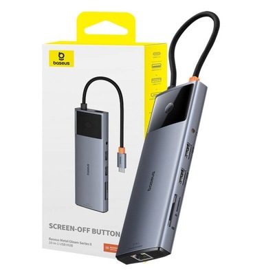 Hub 10w1 Baseus USB-C do HDMI, USB-A, USB-A, RJ45, karta SD/TF, mini-jack