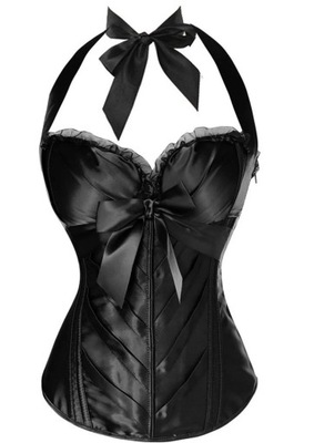 Straps Halter Corset Bustier with Side Zip Lace Up