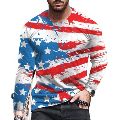Koszulka męska flaga ameryki T-shirt z nadrukiem l