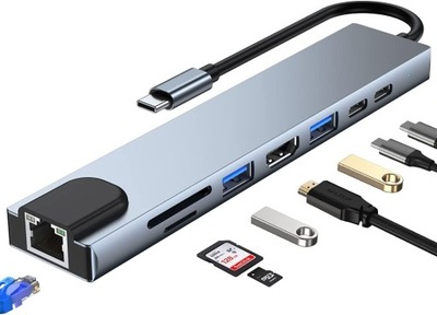 HUB WOWSSYO 8W1 USB-C LAN USB PD SD/TF HDMI