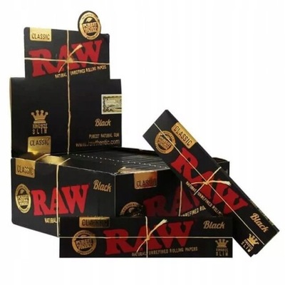 Bibułki RAW Classic BLACK ultra thin 50szt. BOX opakowanie zbiorcze
