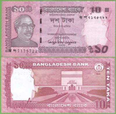 BANGLADESZ 10 TAKA 2023 P-54c UNC NOWA DATA I PODPIS