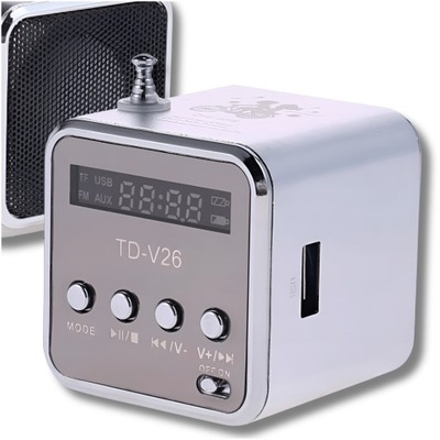 Przenośne radio FM akumulatorowe kuchenne LED głośnik, bluetooth, microSD