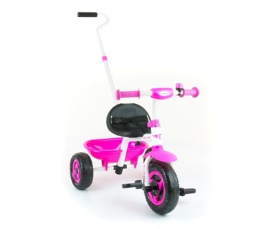 Milly Mally rowerek trójkołowy TURBO + PCHACZ pink
