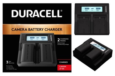 ŁADOWARKA DURACELL 2X LP-E6N DO CANON 6D Mk II 7D 60D 5D Mk II III IV R5 R6