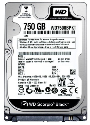 Dysk twardy Western Digital WD Black WD7500BPKT 750GB SATAIII 7200 2,5 16MB