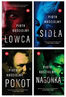 Zestaw thrillerów Piotra Kościelnego z autografem (Łowca, Sidła, Pokot, Nag