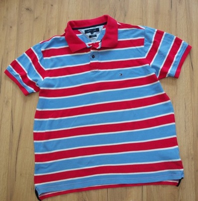 TOMMY HILFIGER extra koszulka polo paski slim XL