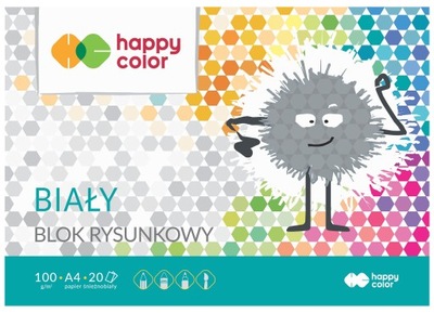 Blok rysunkowy biały HAPPY COLOR A4 20 kartek 100g