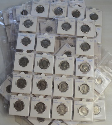 USA także starsze - miks - zestaw 105 monet - każda moneta inna