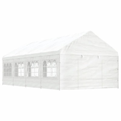 Namiot ogrodowy z dachem, biały, 8,92x4,08x3,22 m