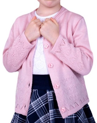 Rozpinany Sweterek Dla Dziewczynki Różowy 116