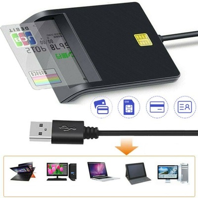 USB 2.0 CZYTNIK KART INTELIGENTNYCH, CZYTNIK KART SIM, KABEL 100CM, CZARNY