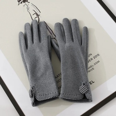 Rękawiczki jesienne i zimowe damskie ciepłe szare