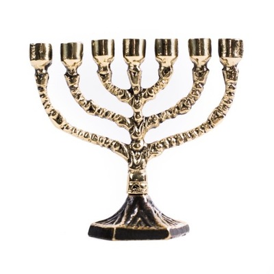Świecznik żydowski MENORA mały, 7 ramienny mosiądz