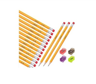 Ołówki Ołówek z gumką HB 100szt + Temperówka 6szt