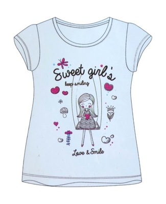 SWEET GIRLS tshirt bluzka koszulka BIAŁA *98