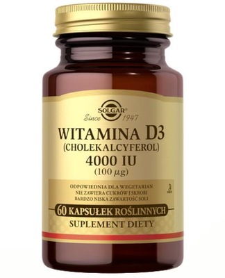 Solgar witamina D3 4000 dla wegan 60 kapsułek