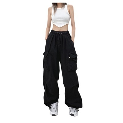 Damskie Luźne Spodnie Cargo Streetwear Y2k,L, XXL