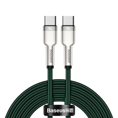 Przewód kabel USB-C - USB-C Cafule Metal Data Power Delivery 100W 2m - ziel