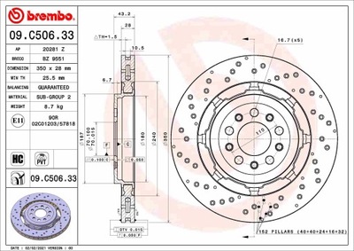 BREMBO 09.C506.33 ДИСК ТОРМОЗНОЙ