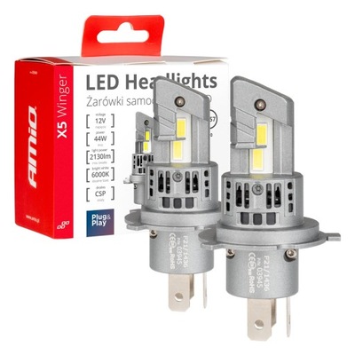 ЛАМПОЧКИ LED (СВІТЛОДІОД) (СВІТЛОДІОД) H4 44W 6000K 12V CANBUS CSP LED (СВІТЛОДІОД) (СВІТЛОДІОД) 2130LM SERIA X5 WINGER AMIO