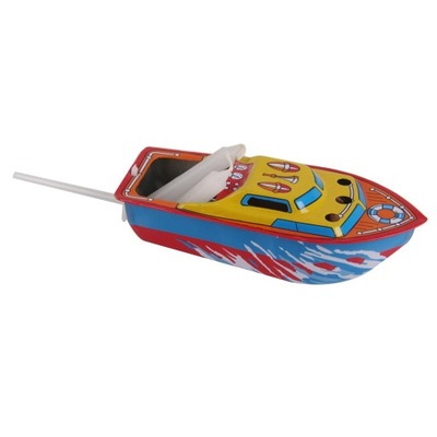 Kolekcjonerska łódka napędzana świeczkami Blaszana zabawka w stylu vintage
