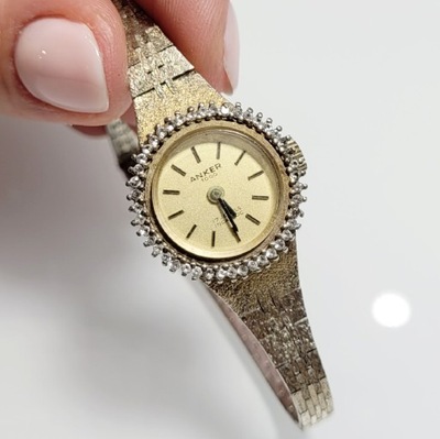 Zegarek mechaniczny ANKER srebro złocone 0,835