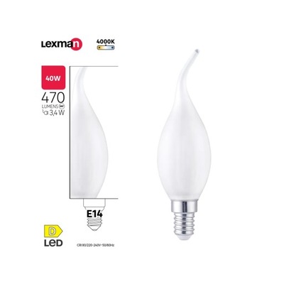 Żarówka LED E14 3,4 W 470 lm Neutralna biel Lexman