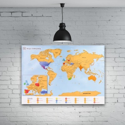 Mapa Odkrywcy Świat PL plakat ZDRAPKA w tubie duża