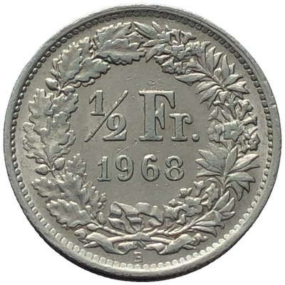 83621. Szwajcaria - 1/2 franka - 1968r.