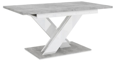 Stół rozkładany 140-180 cm Biały Połysk Beton