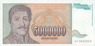 Jugosławia - 5 000 000 Dinara - 1993 - P132 - St.1