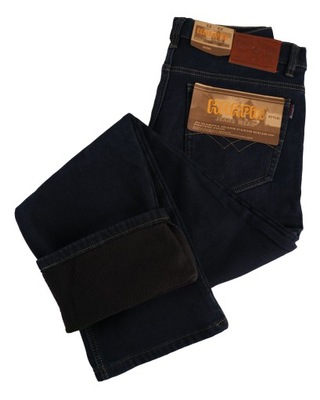 SPODNIE JEANS MĘSKIE OCIEPLANE GRANAT W37 100-104