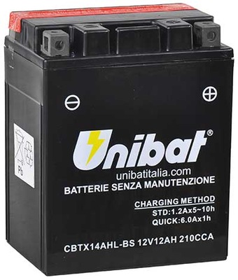 АКУМУЛЯТОР UNIBAT CBTX14AHL-BS YB14L-A2 YB14L-B2 12V 12AH 210A