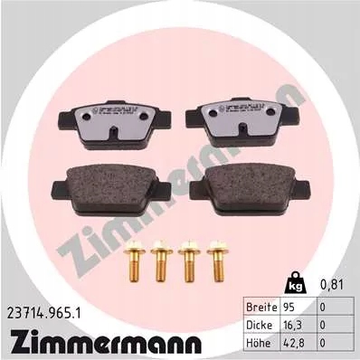 КОЛОДКИ ТОРМОЗНОЙ FIAT STILO 01- ЗАД 23714.965.1/ZIM