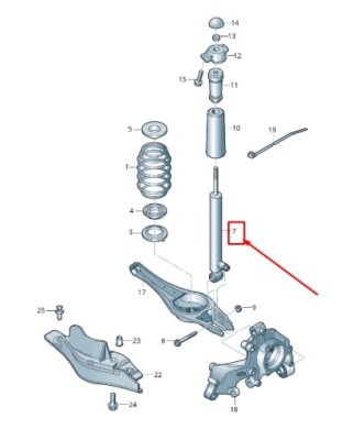 Vw golf vii 5g mk7 задний shock абсорбер 5q0513049dg фото №1