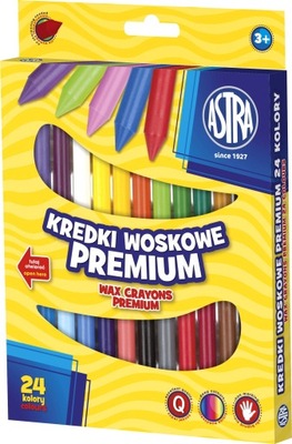 Kredki woskowe Premium 24 kolory, ASTRA