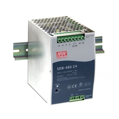 SDR-480-24 Zasilacz na szynę DIN 480W 24V 20A