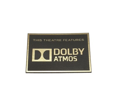 Emblemat DOLBY ATMOS THEATRE złota 290x190mm