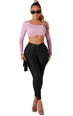 SHEIN LEGGINSY DAMSKIE CZARNE KLASYCZNE S VBD