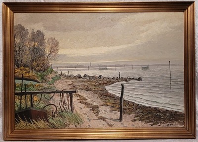 ERIK YTTING (1921 – …) - „ WYBRZEŻE ”, piękny obraz olejny.