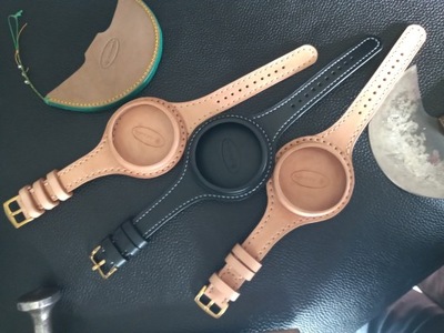 Pasek czarny do zegarka kieszonkowego ręcznie robiony Skkurob Leathercraft