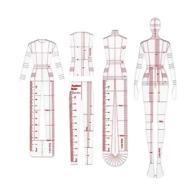 4 modele szablonu rysunku do projektowania mody dla majsterkowiczów pikowania szycia krawca